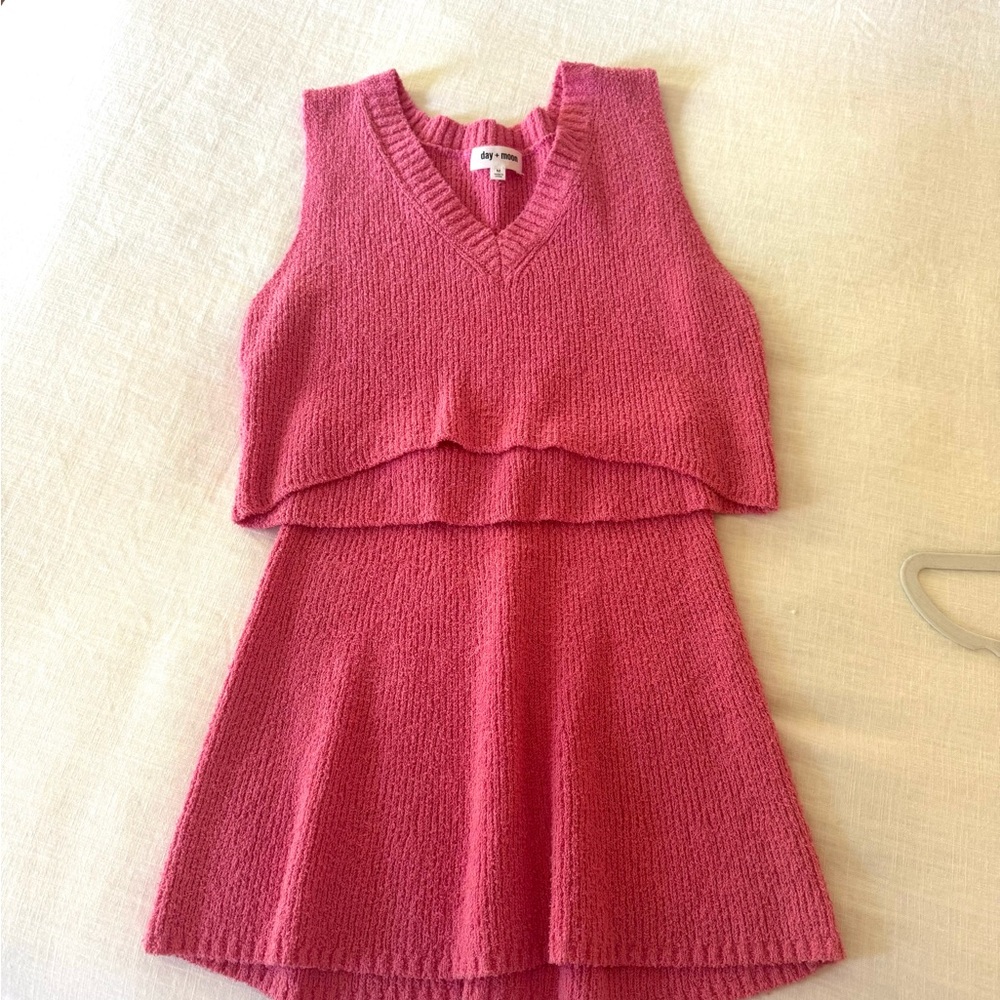 Pink mini skirt and sleeveless top set